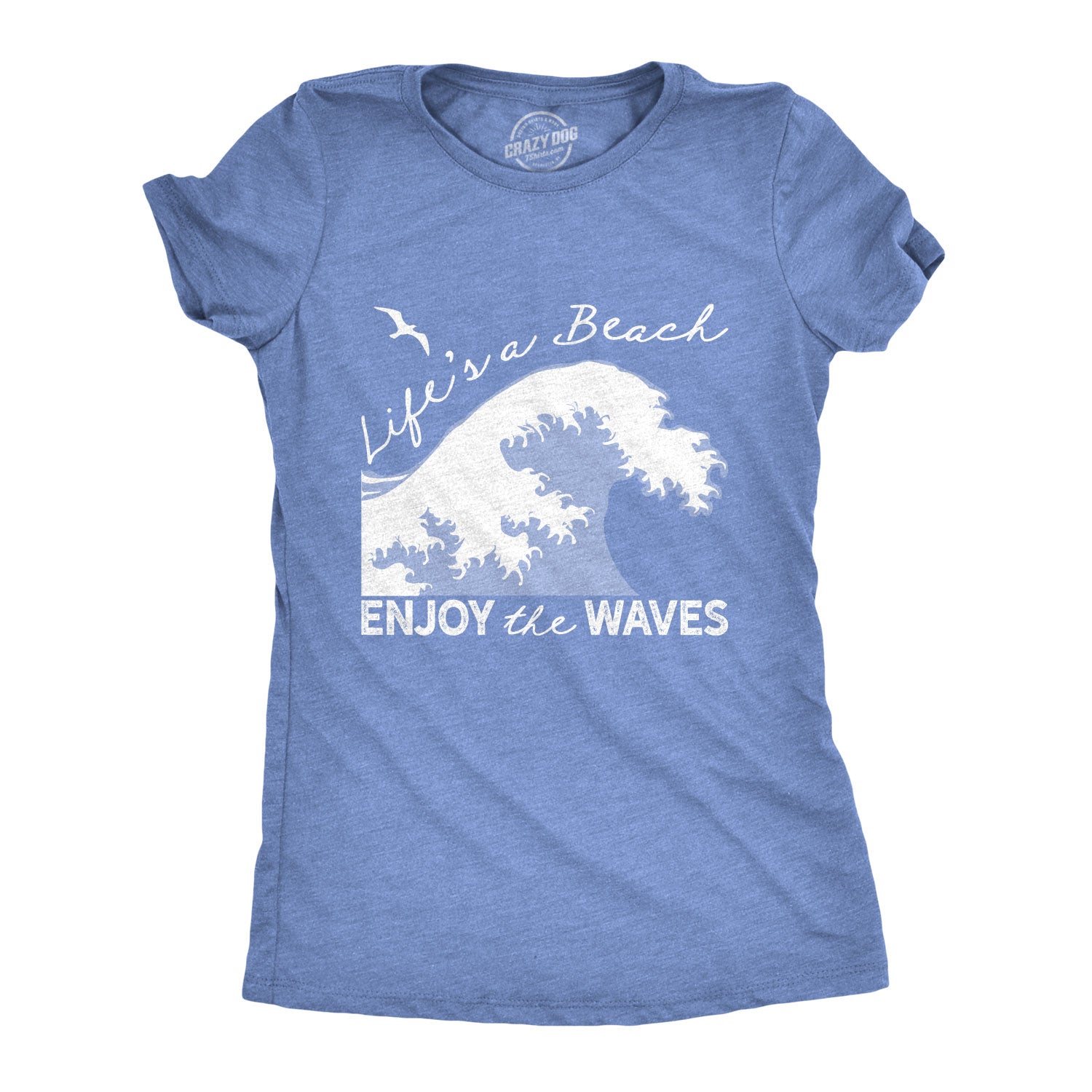 Funny Heather Light Blue - Enjoy Waves Life's A Beach Enjoy The Waves Womens T Shirt Nerdy Vacation Motivational Tee