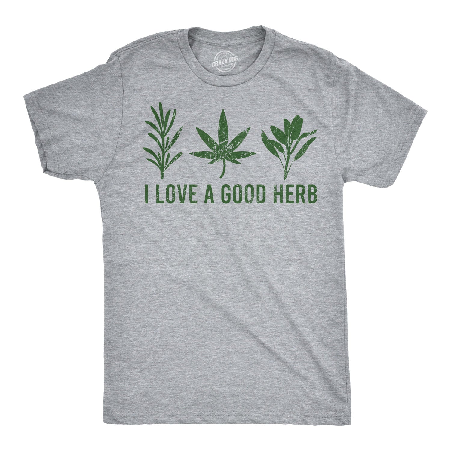 Funny Light Heather Grey I Love A Good Herb Mens T Shirt Nerdy 420 food Tee