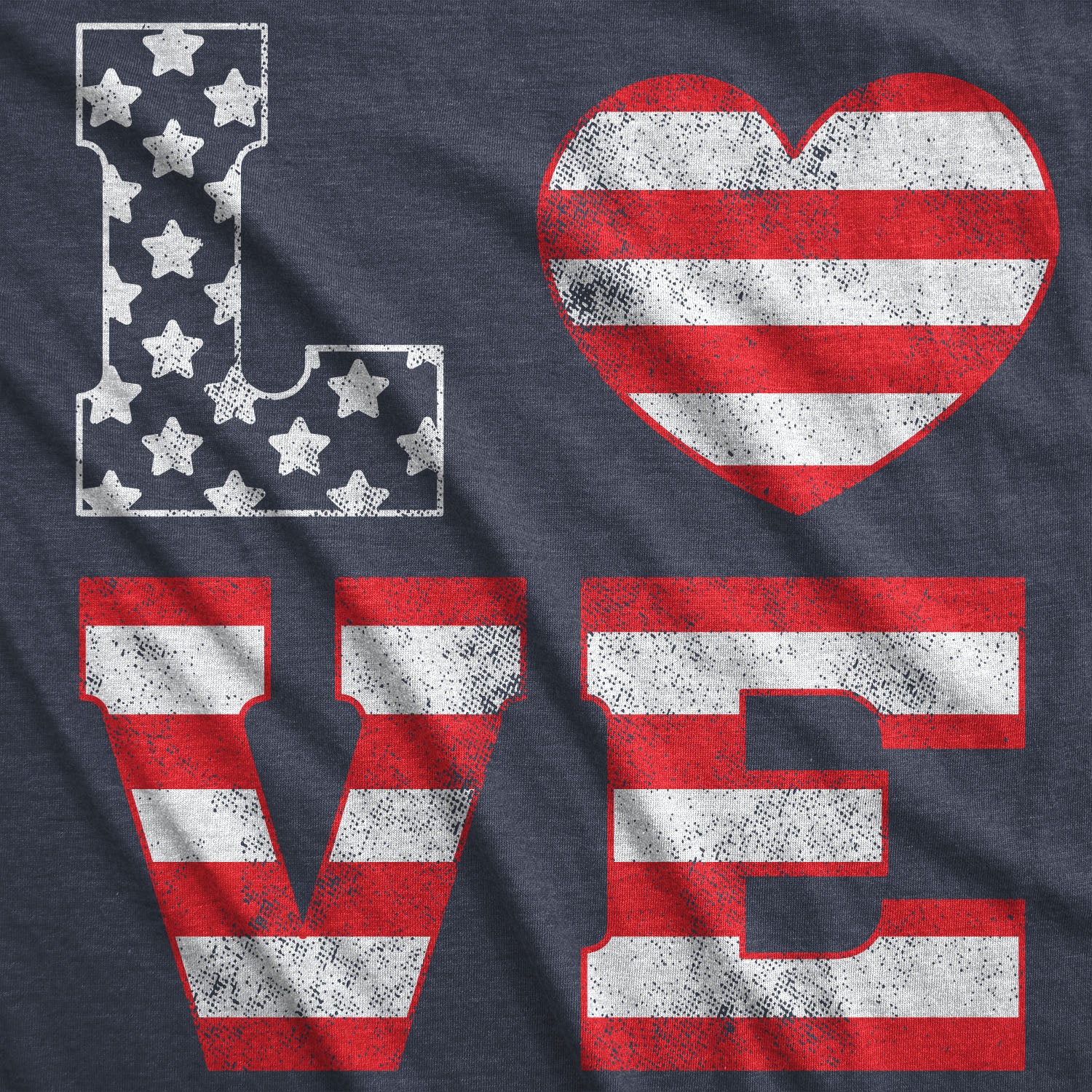 Funny Heather Navy - Love Flag Love American Flag Womens T Shirt Nerdy Fourth of July Tee
