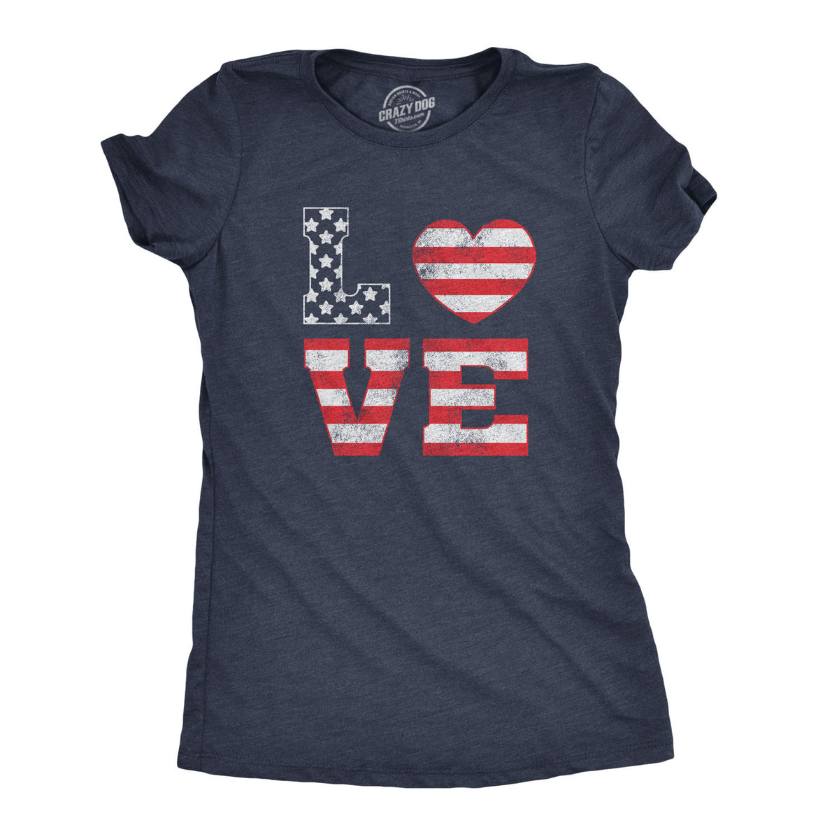 Funny Heather Navy - Love Flag Love American Flag Womens T Shirt Nerdy Fourth of July Tee