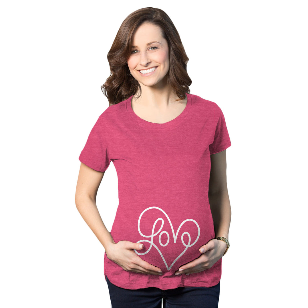 Funny Love Script Heart Maternity T Shirt Nerdy Valentine's Day Tee