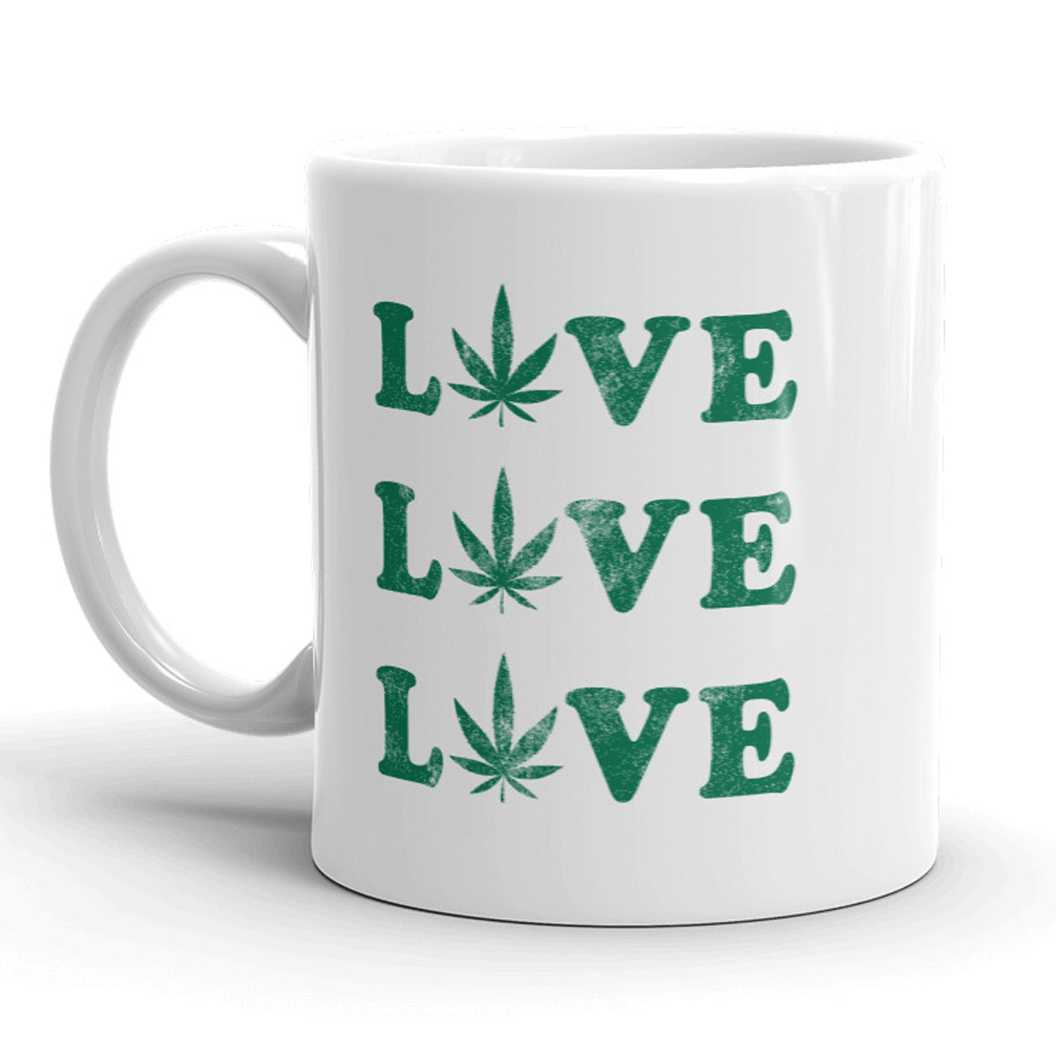 Funny White Love Pot Leaf Coffee Mug Nerdy 420 Tee
