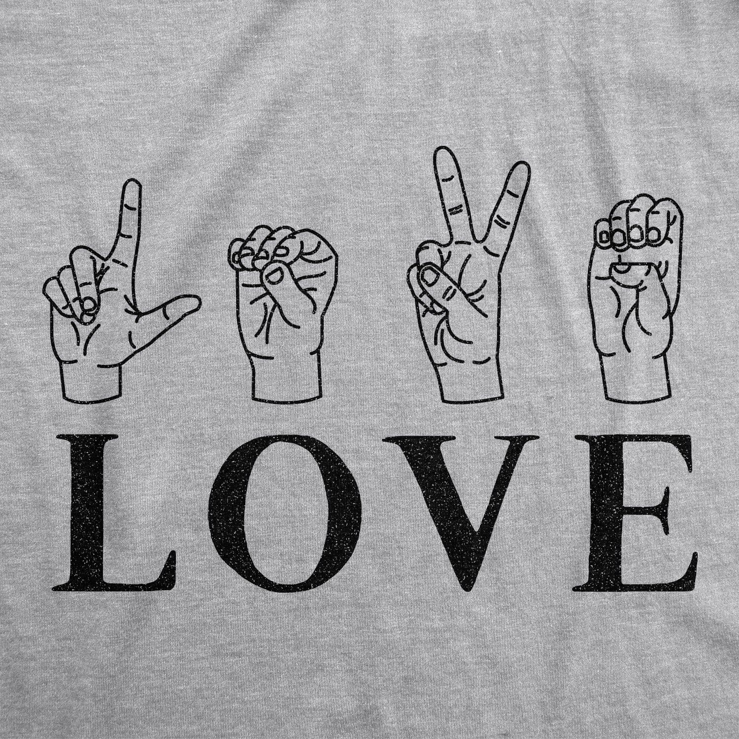Funny Light Heather Grey - Love Sign Love Sign Language Womens T Shirt Nerdy Valentine's Day Tee