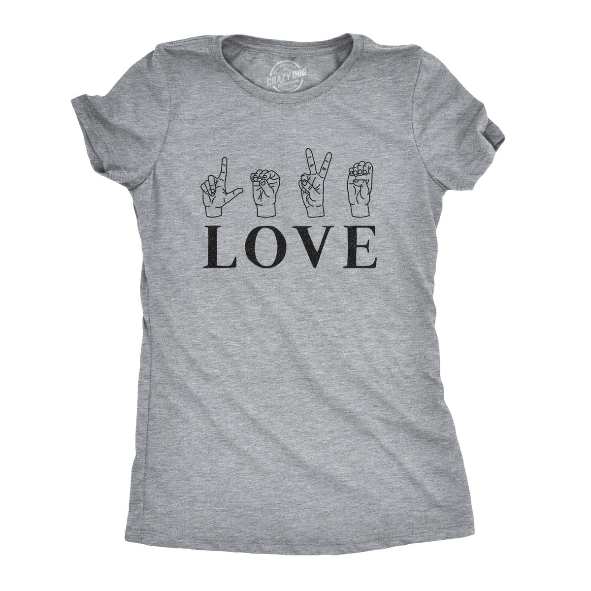 Funny Light Heather Grey - Love Sign Love Sign Language Womens T Shirt Nerdy Valentine&#39;s Day Tee
