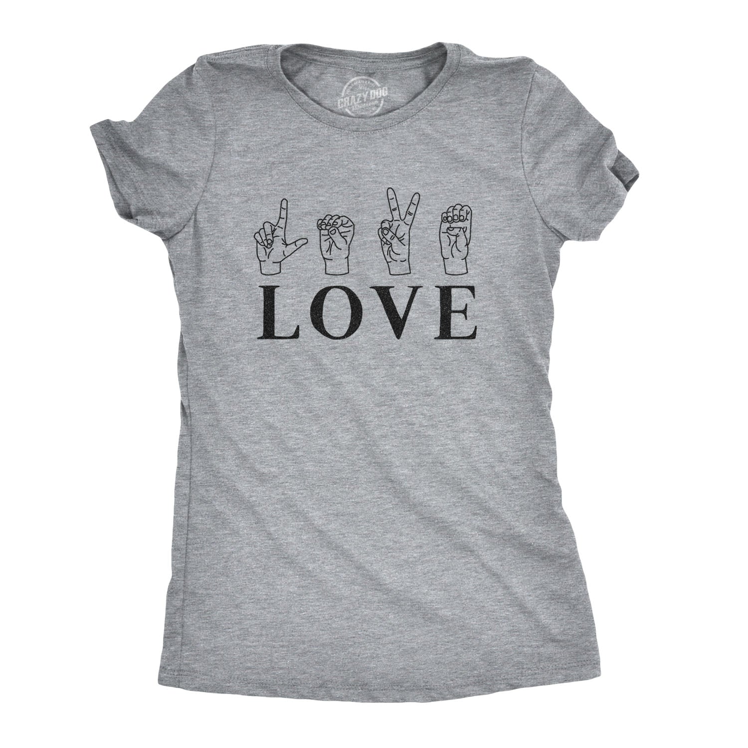 Funny Light Heather Grey - Love Sign Love Sign Language Womens T Shirt Nerdy Valentine's Day Tee