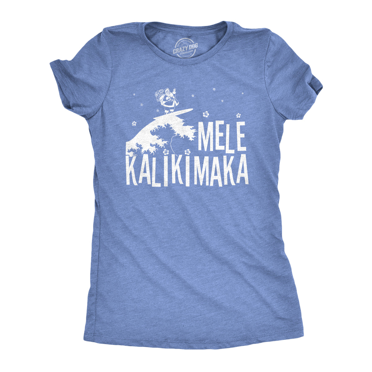 Funny Heather Light Blue Mele Kalikimaka Womens T Shirt Nerdy Christmas Tee