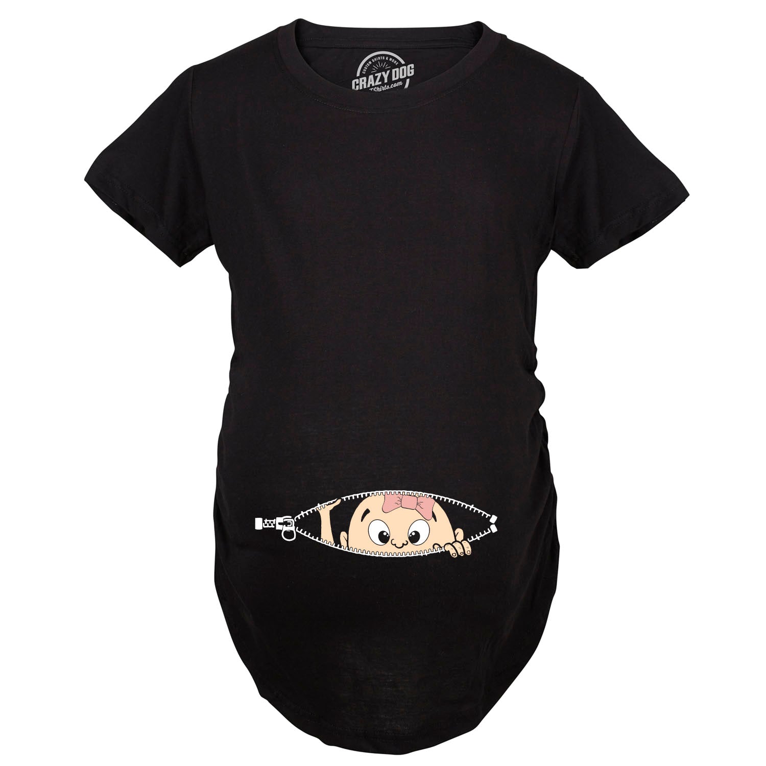 Funny Peeking Caucasian Baby Girl Maternity T Shirt Nerdy Peeking Tee