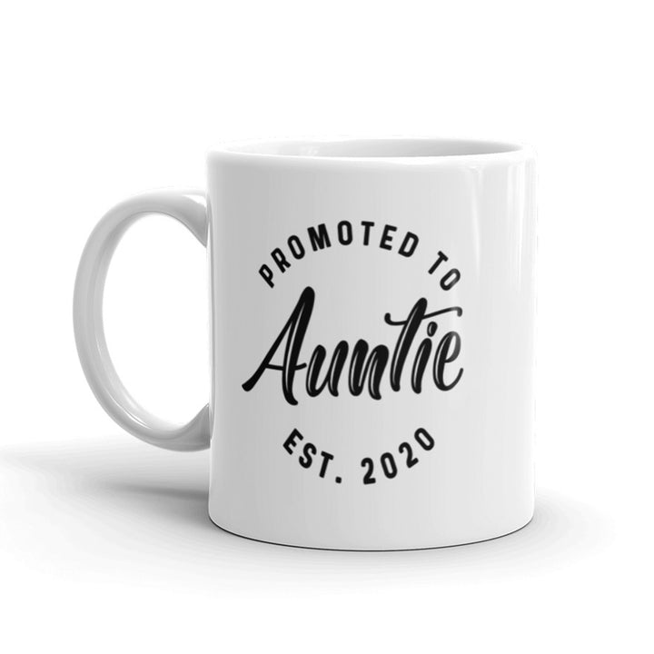Funny White Promoted To Auntie 2020 Coffee Mug Nerdy Tee