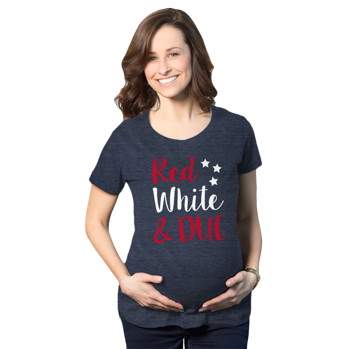 Funny Heather Navy Red White And Due Maternity T Shirt Nerdy Fourth of July Tee