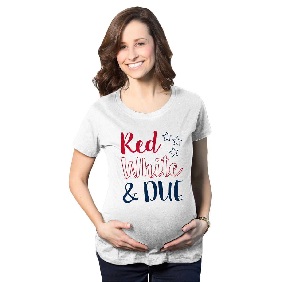Funny White Red White And Due Maternity T Shirt Nerdy Fourth of July Tee