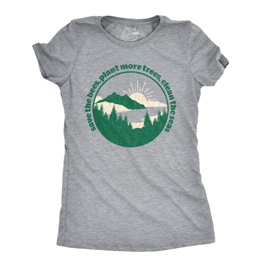 Funny Light Heather Grey - Save Bees Save The Bees Plant More Trees Womens T Shirt Nerdy Earth Tee