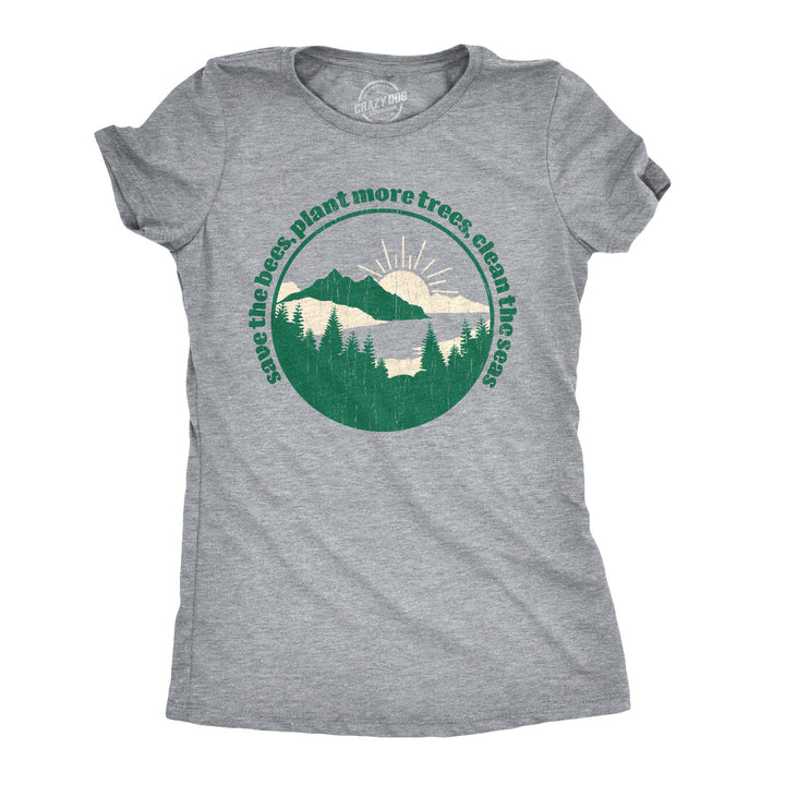 Funny Light Heather Grey - Save Bees Save The Bees Plant More Trees Womens T Shirt Nerdy Earth Tee