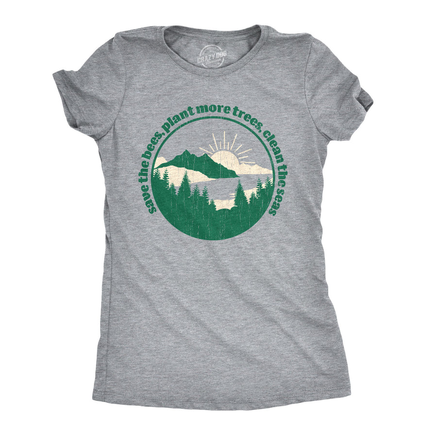 Funny Light Heather Grey - Save Bees Save The Bees Plant More Trees Womens T Shirt Nerdy Earth Tee
