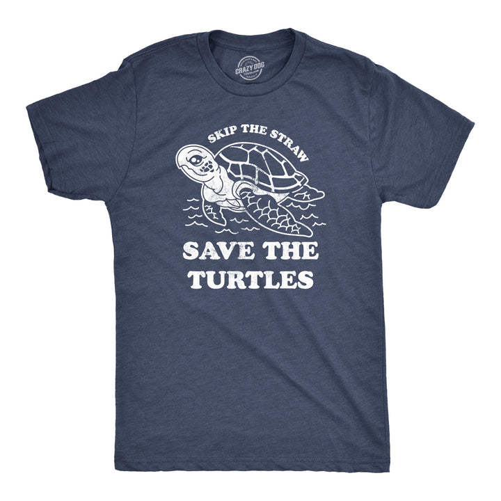 Funny Heather Navy Save The Turtles Mens T Shirt Nerdy animal earth Tee