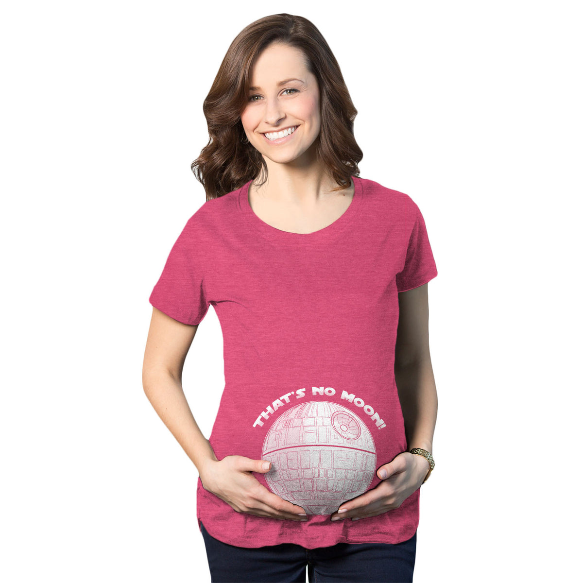 Funny Pink That&#39;s No Moon Maternity T Shirt Nerdy TV &amp; Movies Tee