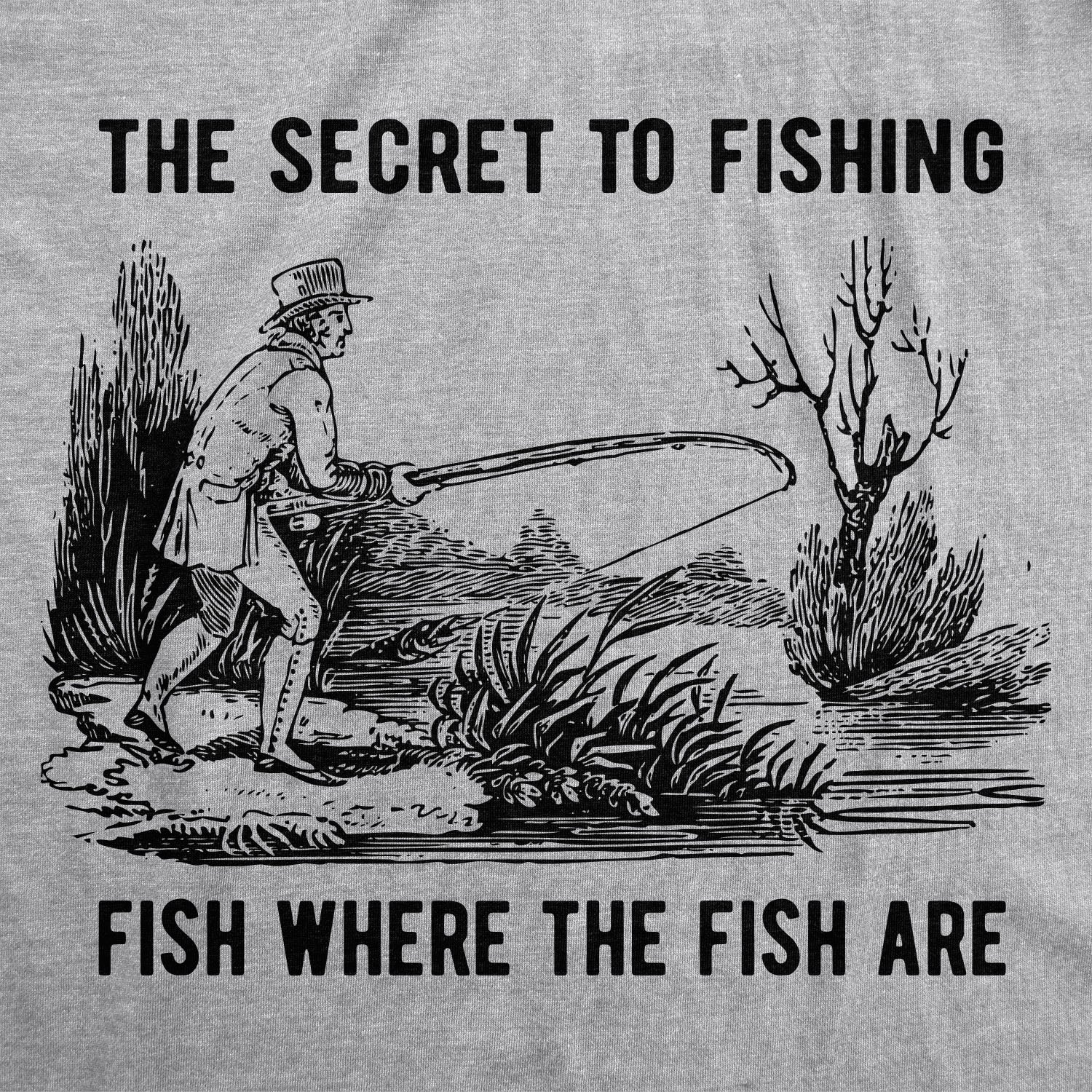 Funny Light Heather Grey - Secret Fishing The Secret To Fishing Mens T Shirt Nerdy Father's Day Fishing Tee