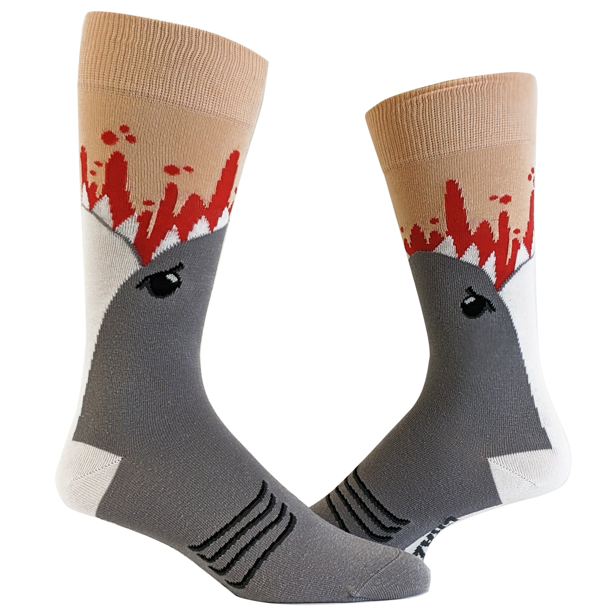 Funny Grey Mens Shark Attack Sock Nerdy Shark Week Tee