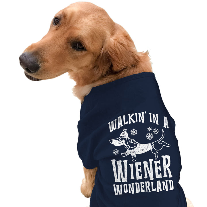 Funny Navy Walkin In A Wiener Wonderland Dog Shirt Nerdy Christmas Dog Tee