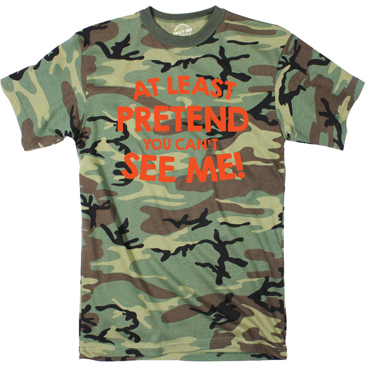 Funny Camo - Orange Ink At Least Pretend You Can't See Me Mens T Shirt Nerdy Sarcastic Tee