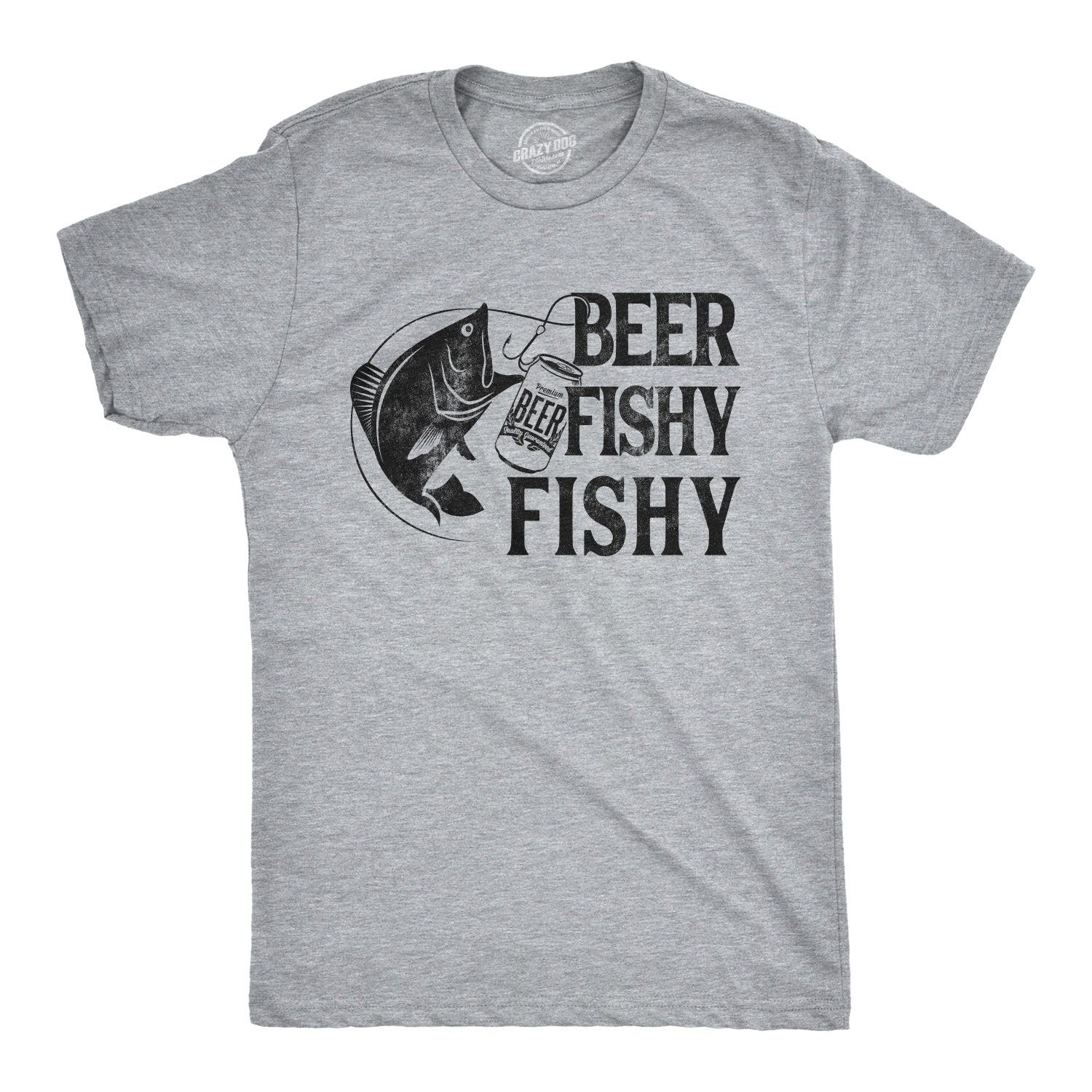 Funny Light Heather Grey Beer Fishy Fishy Mens T Shirt Nerdy Beer Fishing Drinking Tee