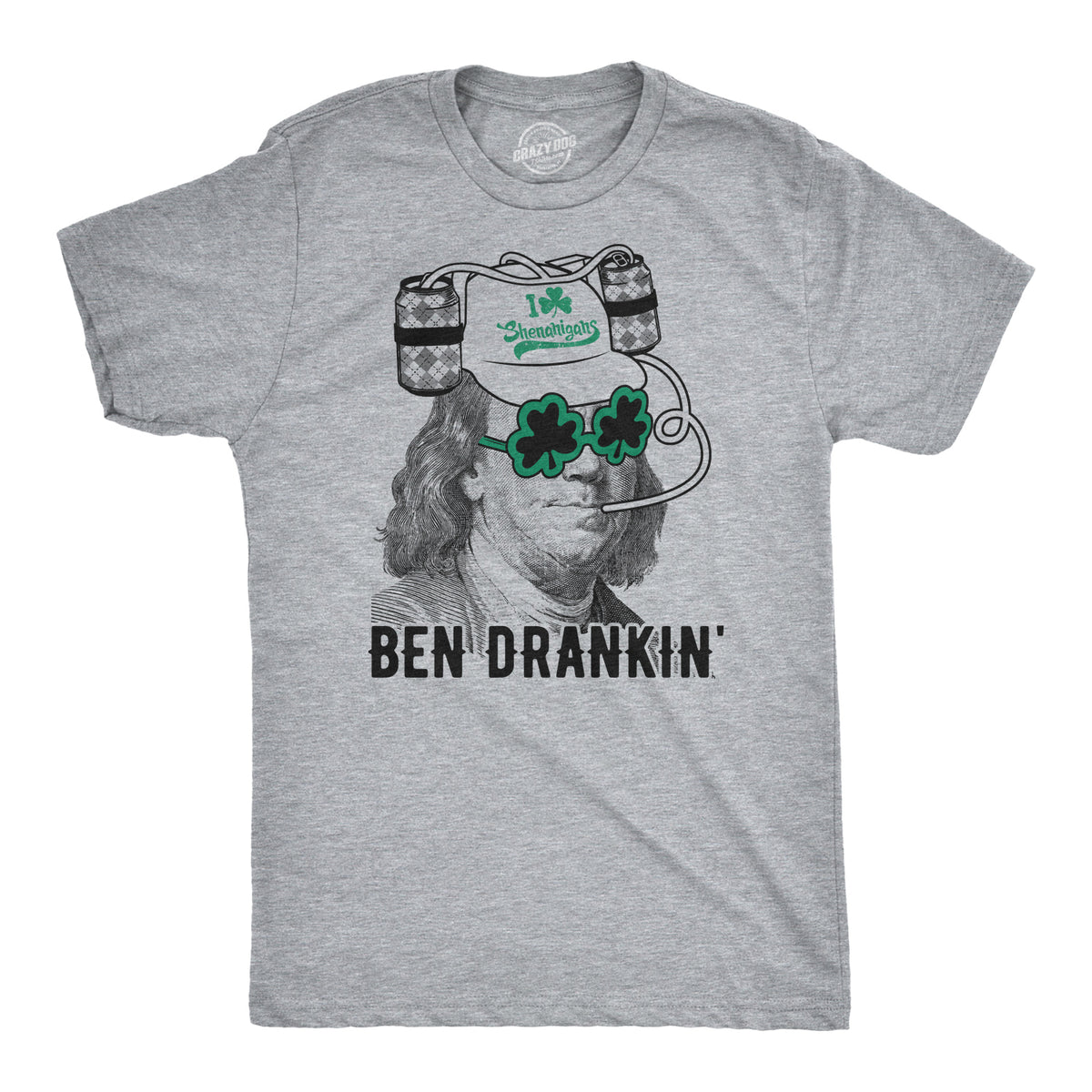 Funny Light Heather Grey - Ben Drankin Mens T Shirt Nerdy Saint Patrick&#39;s Day Beer Drinking Political Tee