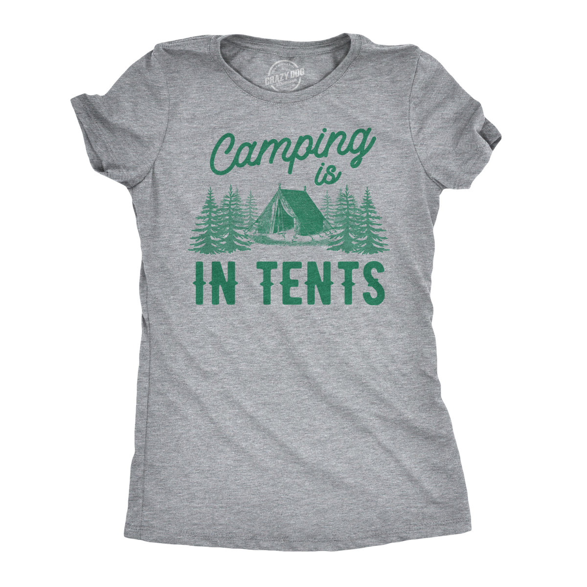 Funny Light Heather Grey - In Tents Womens T Shirt Nerdy Animal Camping Tee