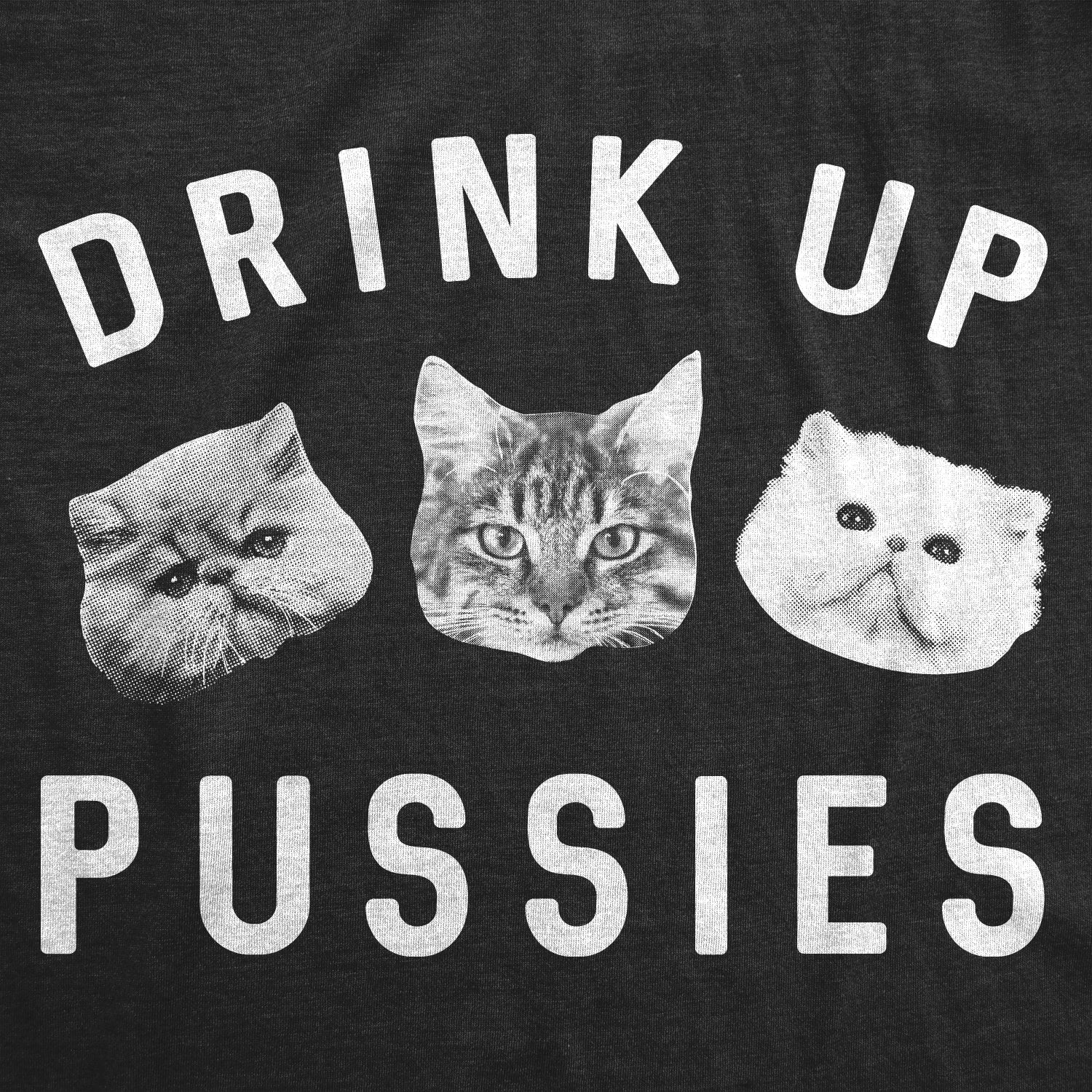 Funny Heather Black Drink Up Pussies Mens T Shirt Nerdy Saint Patrick's Day Cat Drinking Tee
