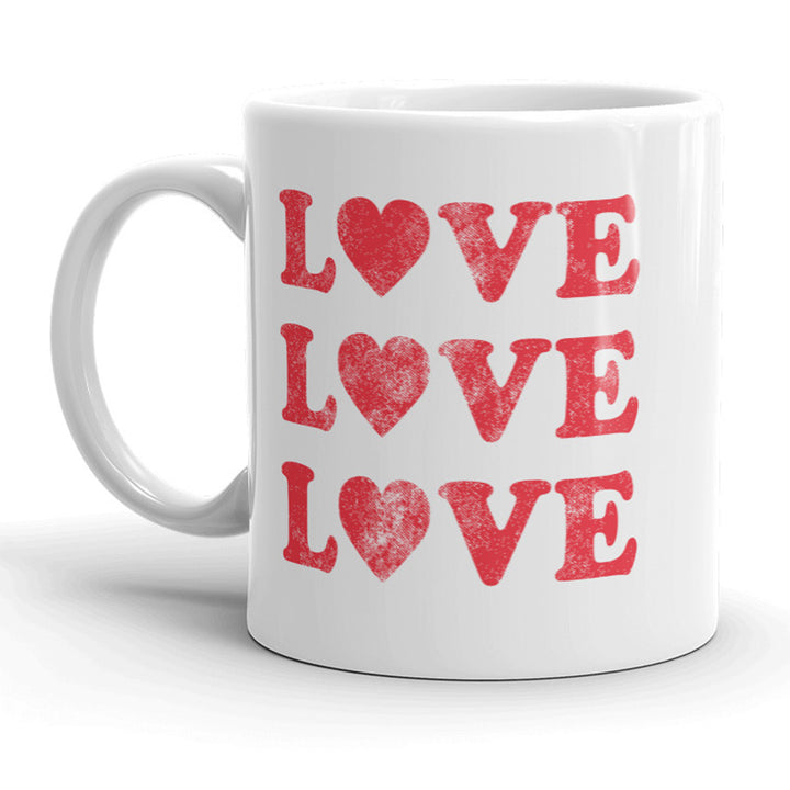 Funny White Love Love Love Coffee Mug Nerdy Valentine's Day Tee