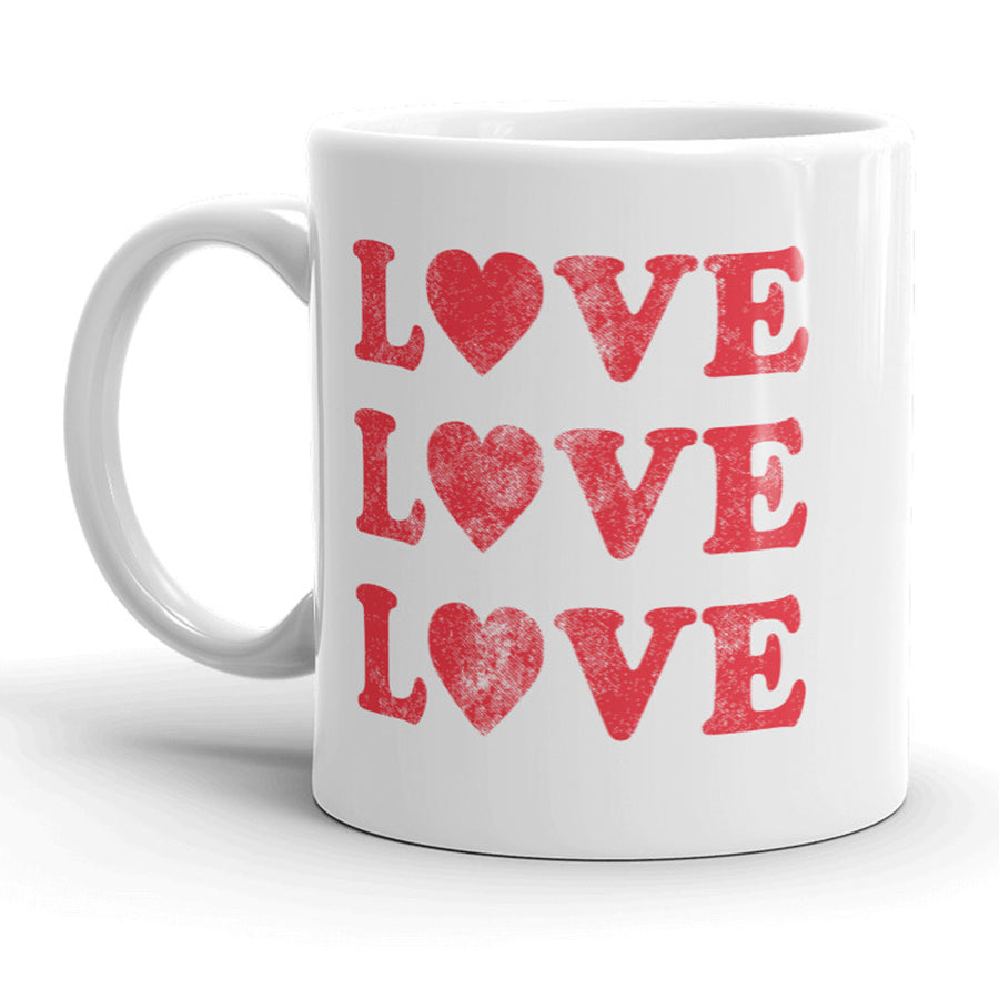 Funny White Love Love Love Coffee Mug Nerdy Valentine's Day Tee
