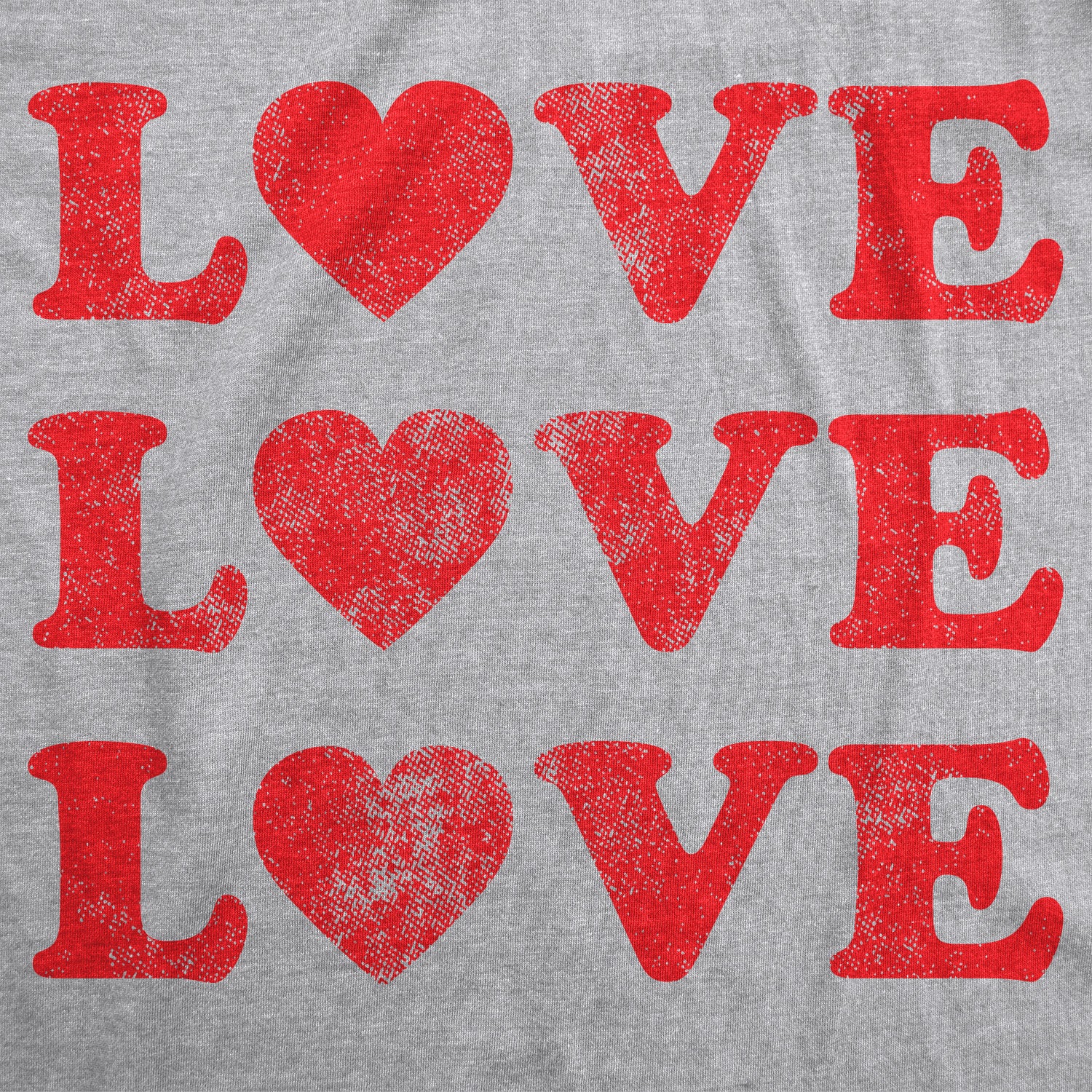 Funny Light Heather Grey - Love 3X Love 3 Hearts Womens T Shirt Nerdy Valentine's Day retro Tee