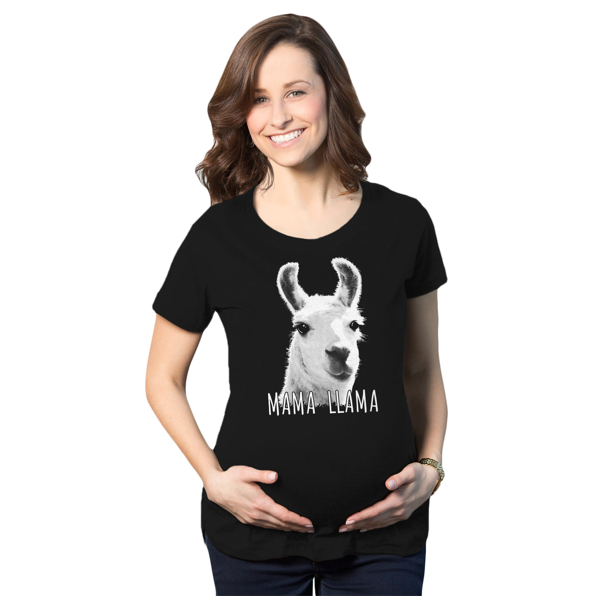 Funny Black Mama Llama Maternity T Shirt Nerdy Mother&#39;s Day animal Tee