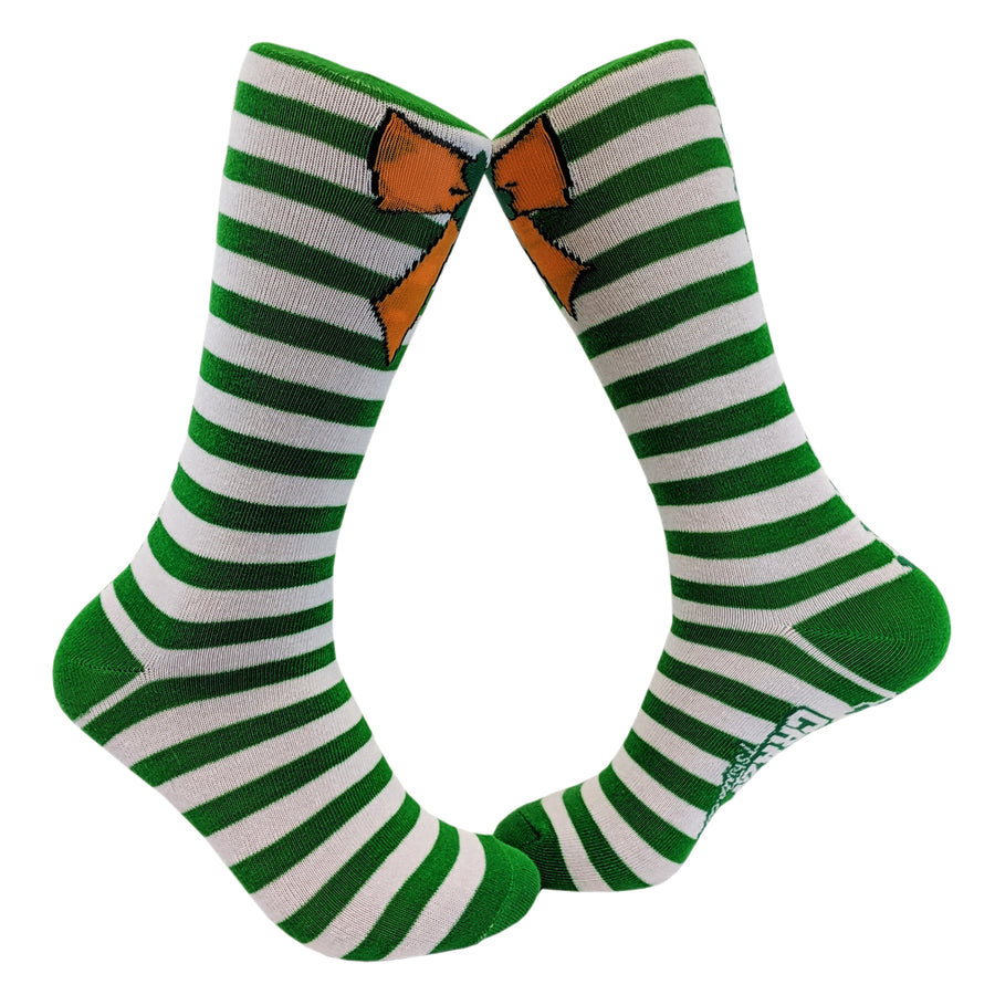 Funny Green Womens Orange Bow Sock Nerdy Saint Patrick's Day Tee