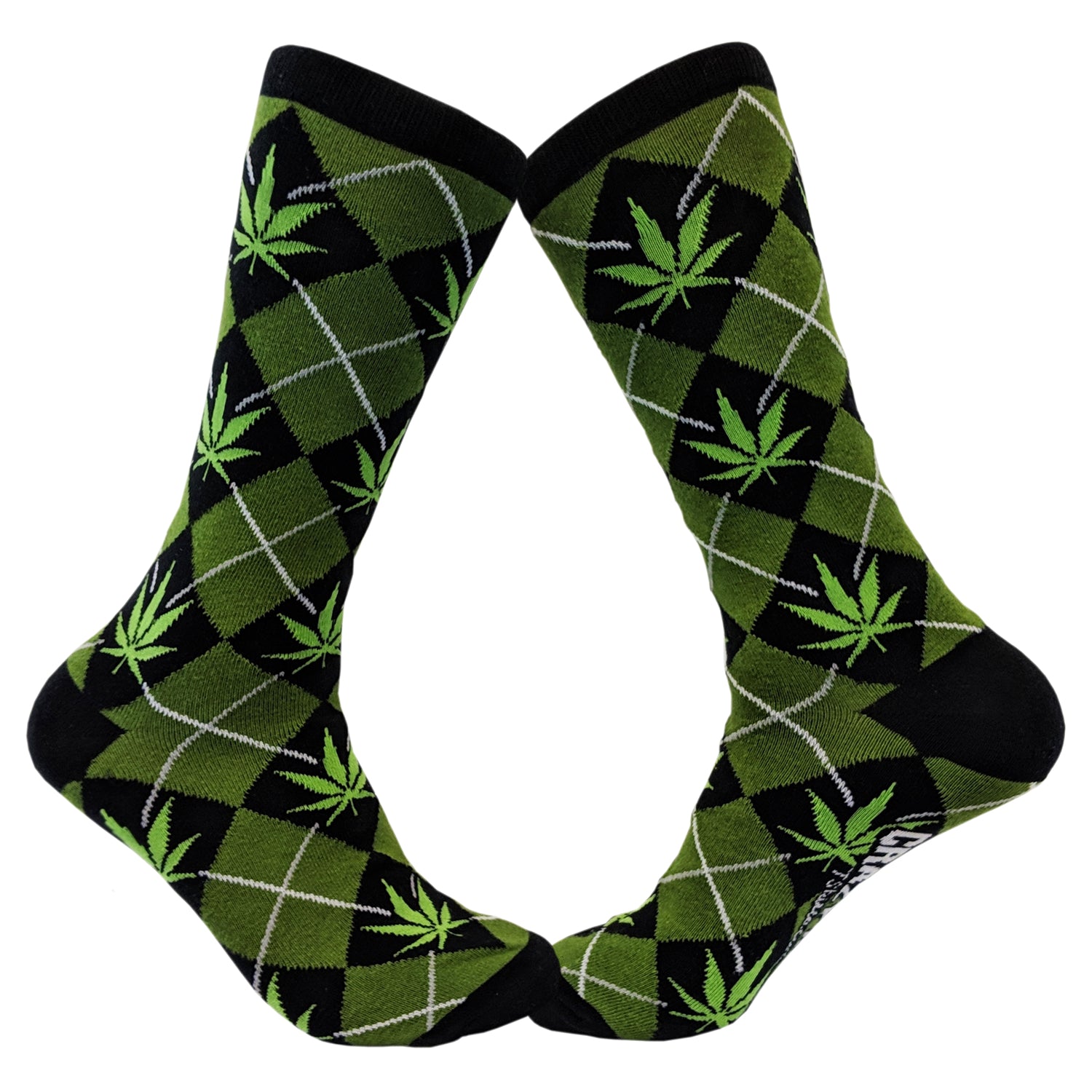 Funny Green Argyle Marijuana Sock Nerdy 420 Tee
