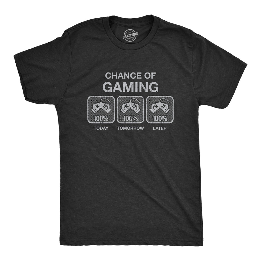 Funny Heather Black - 100% Chance Mens T Shirt Nerdy Video Games Tee