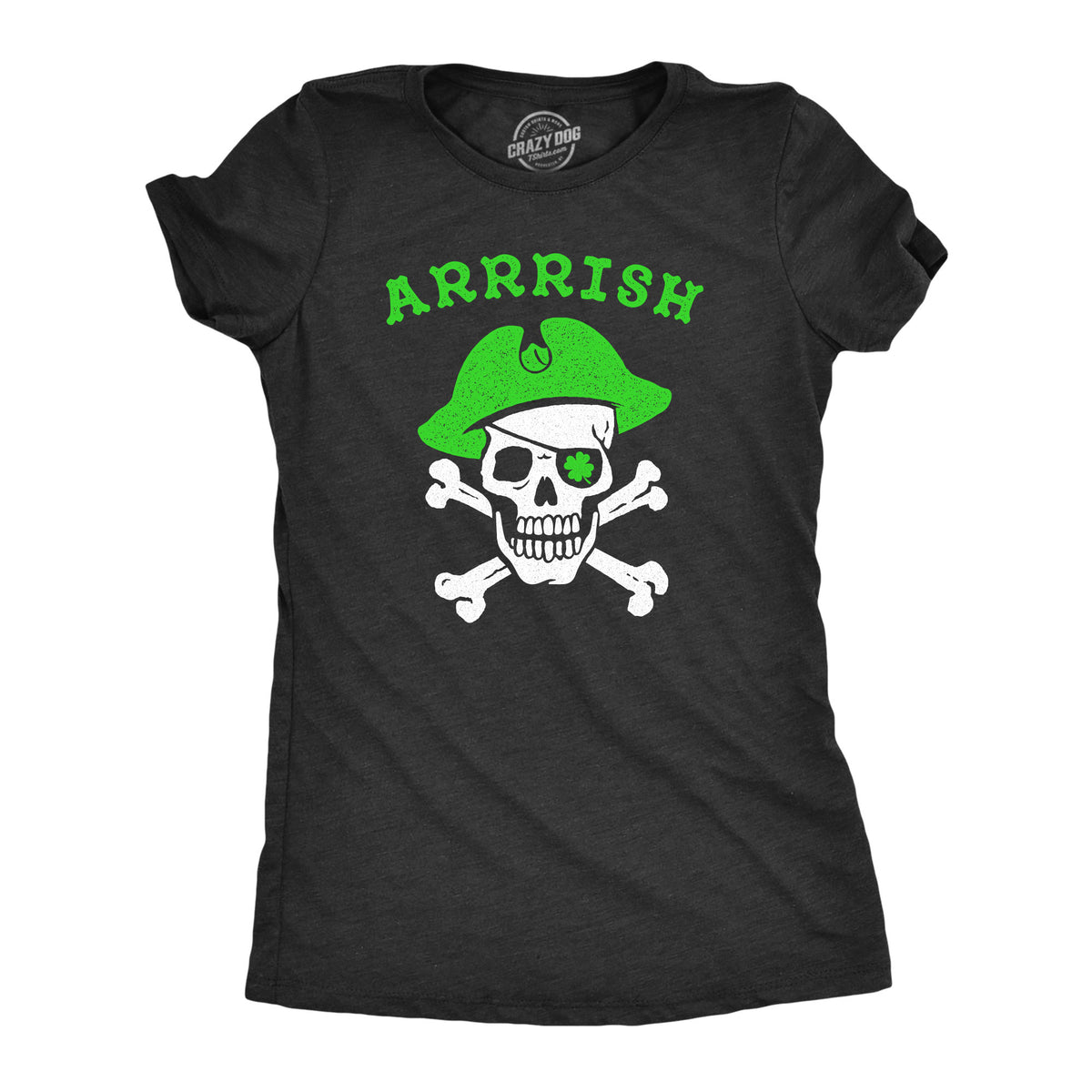 Funny Heather Black Arrrish Womens T Shirt Nerdy Saint Patrick&#39;s Day Tee