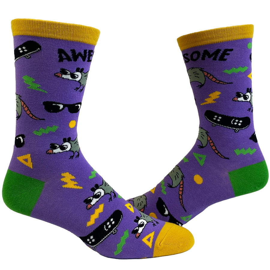 Funny Purple Womens Awesome Oppossum Sock Nerdy Sarcastic Tee