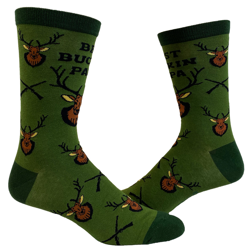 Funny Bucking Papa  - Green Best Buckin' Papa Ever Sock Nerdy Father's Day Hunting Tee