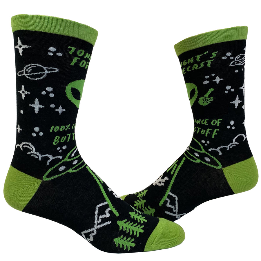 Funny Black Mens 100% Chance Of Butt Stuff Sock Nerdy Sex Space Tee