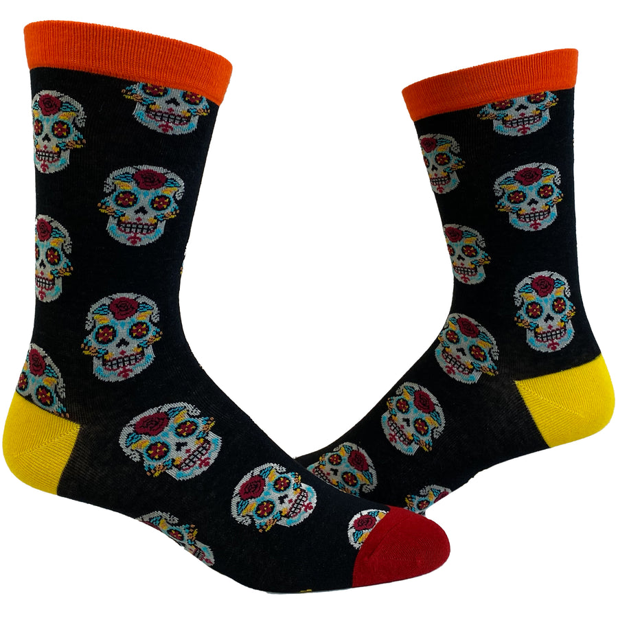 Funny Sugar Skull Womens Sugar Skull Sock Nerdy Halloween Tee