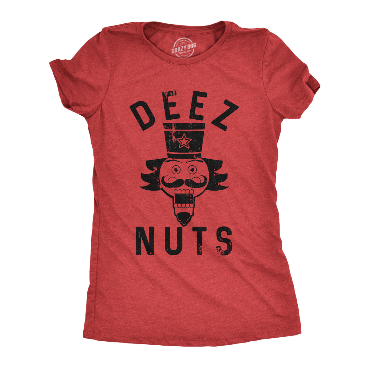 Funny Heather Red Deez Nuts Womens T Shirt Nerdy Christmas Tee