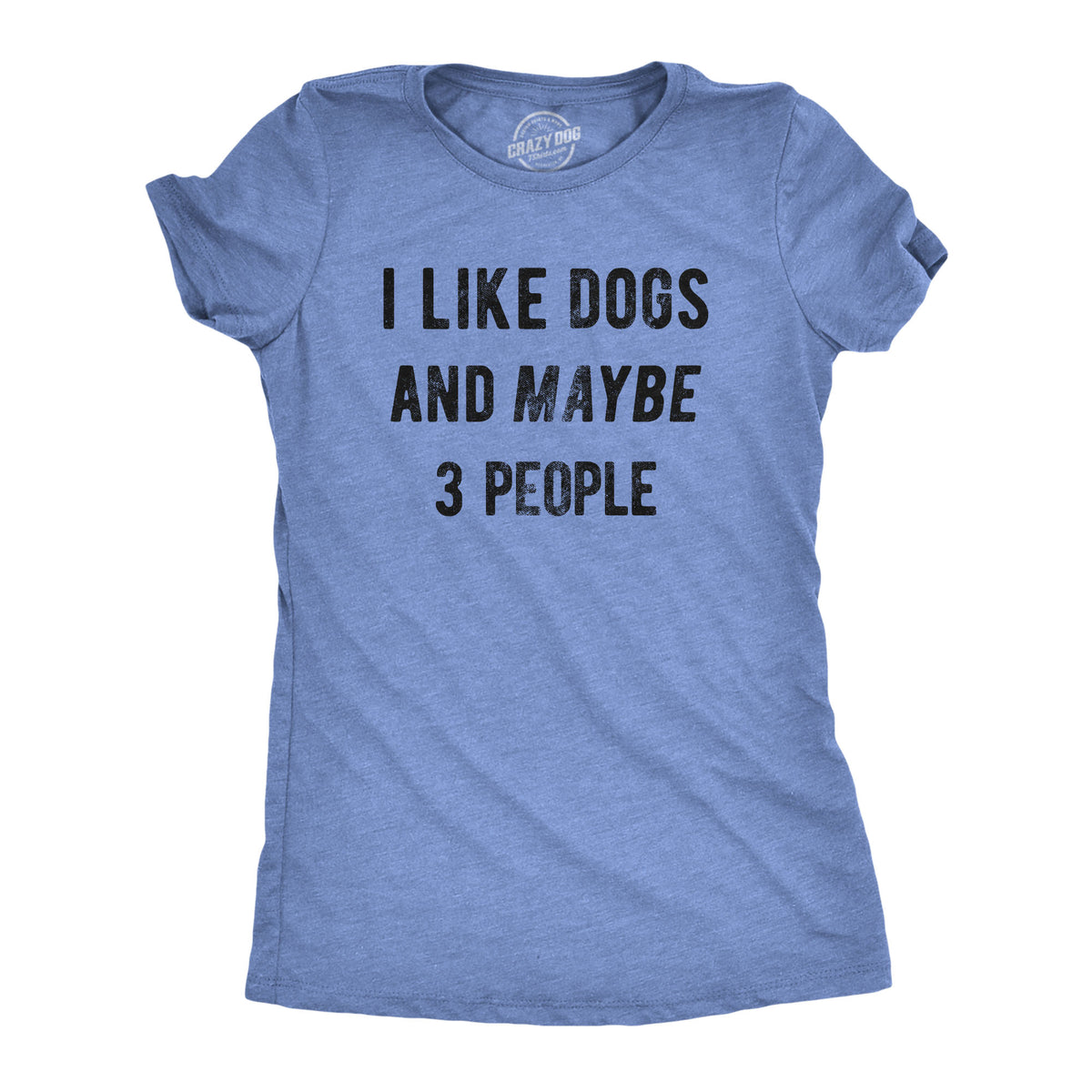 Funny Heather Light Blue I Like Dogs And Maybe 3 People Womens T Shirt Nerdy Dog Tee