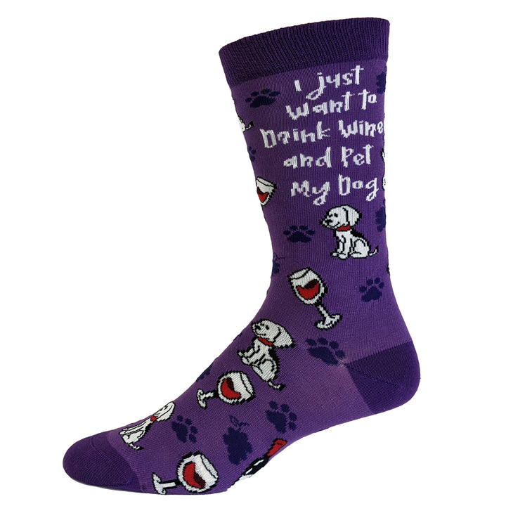 Womens Drink Wine And Pet My Dog Socks
