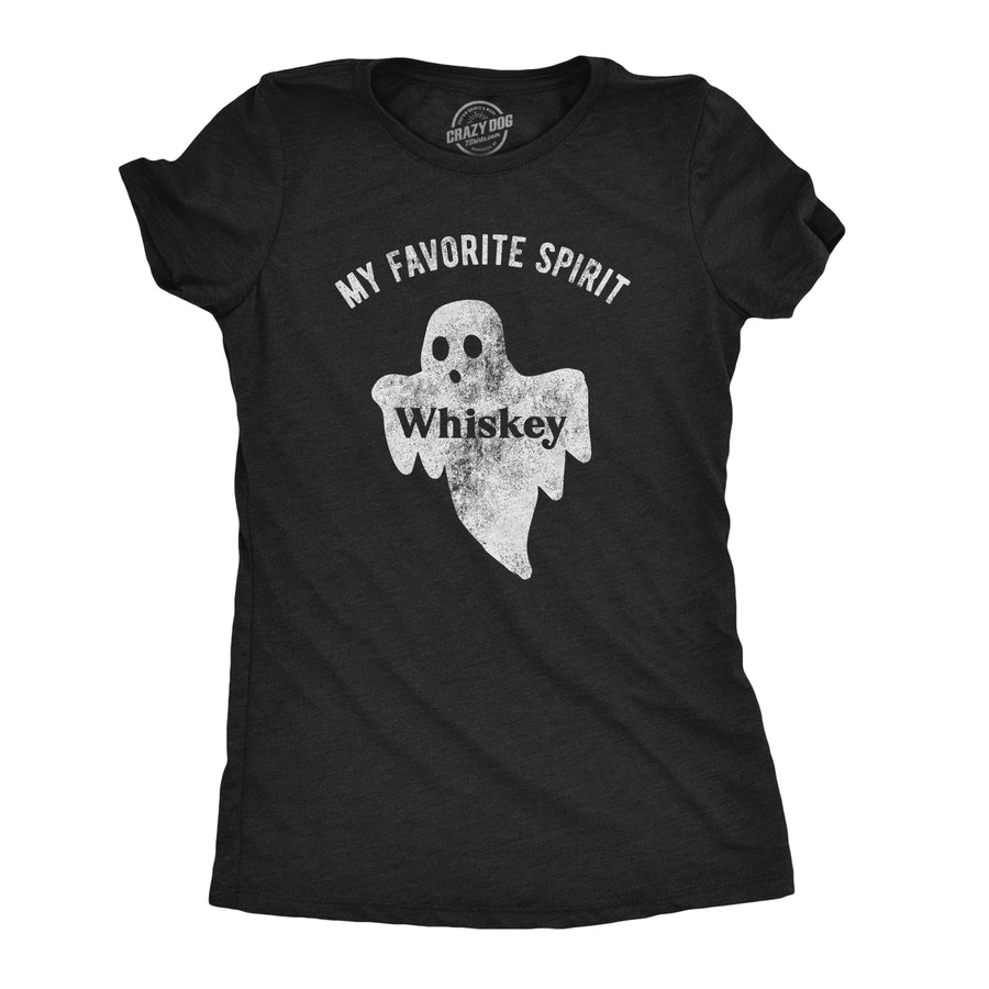 Funny Heather Black - Spirit Whiskey My Favorite Spirit Whiskey Womens T Shirt Nerdy Halloween Drinking Tee