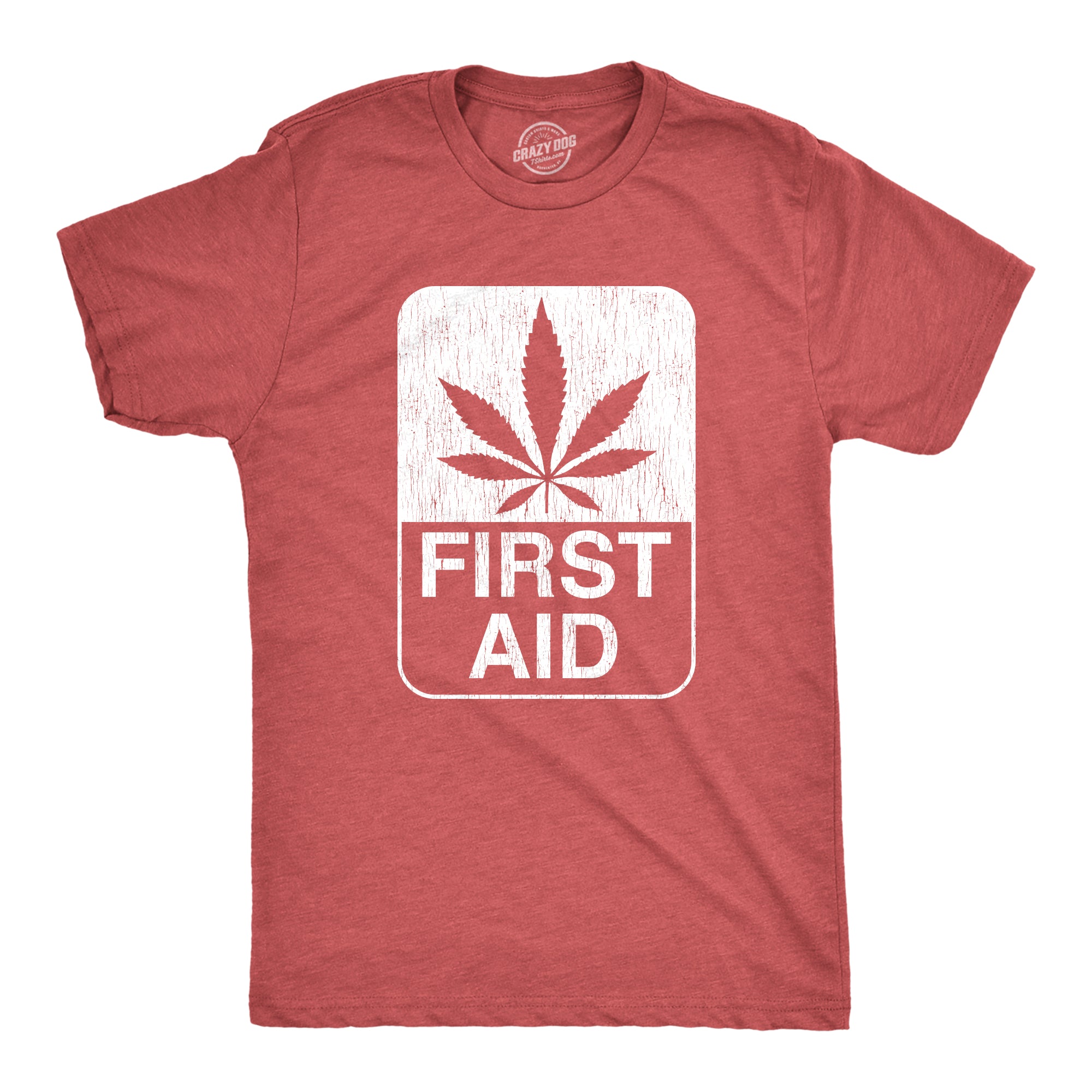 Funny Heather Red First Aid Mens T Shirt Nerdy 420 Tee
