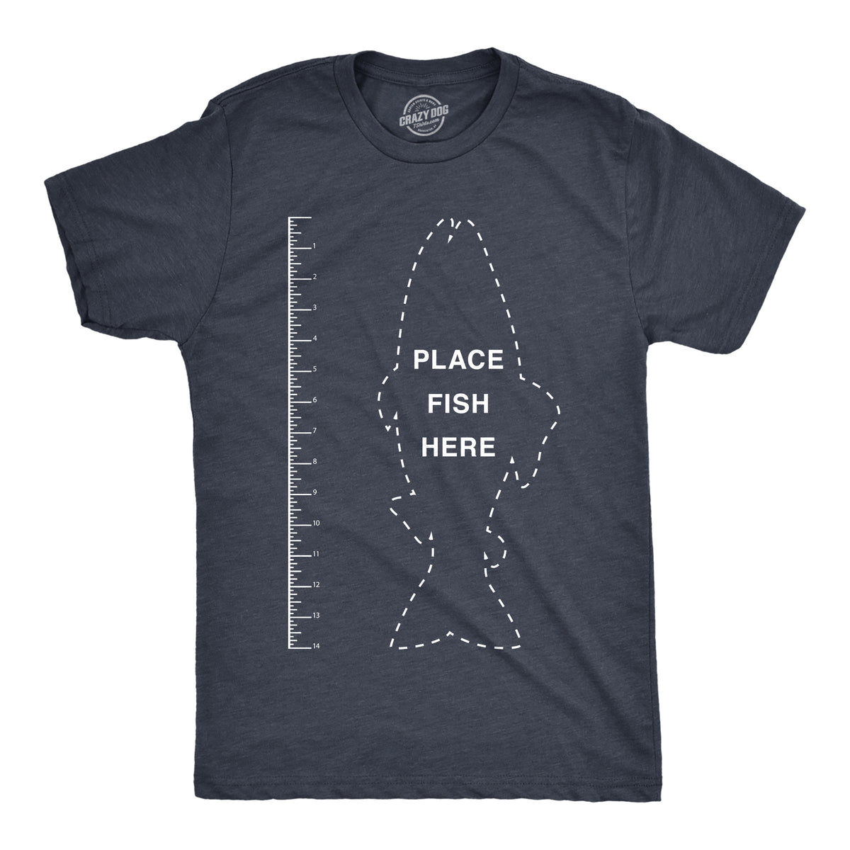 Funny Heather Navy - Fish Ruler Fish Ruler Mens T Shirt Nerdy Father&#39;s Day Fishing Tee