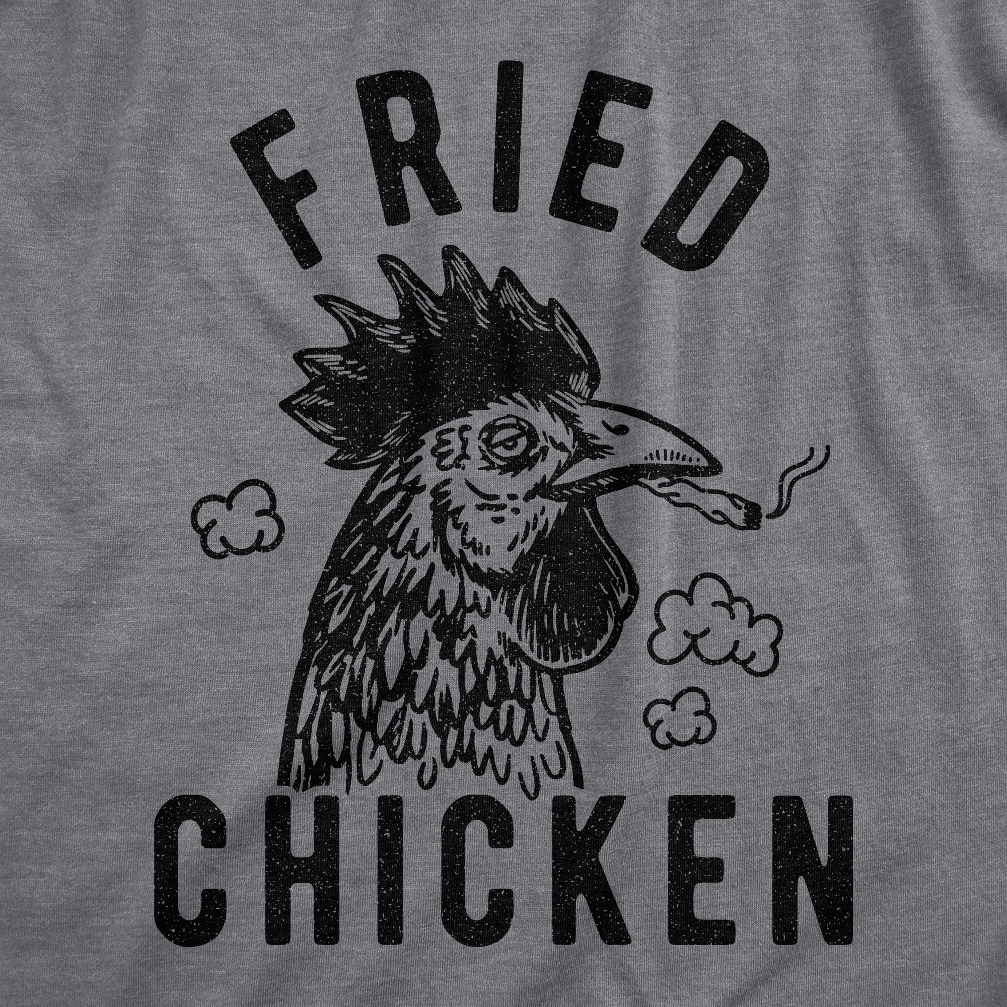 Funny Dark Heather Grey Fried Chicken Mens T Shirt Nerdy 420 Food Tee