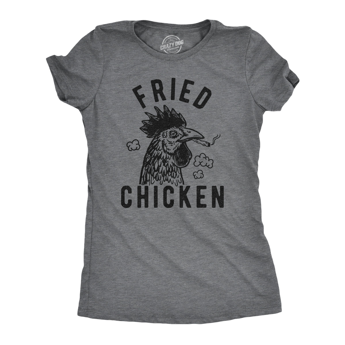Funny Dark Heather Grey Fried Chicken Womens T Shirt Nerdy 420 Food Tee
