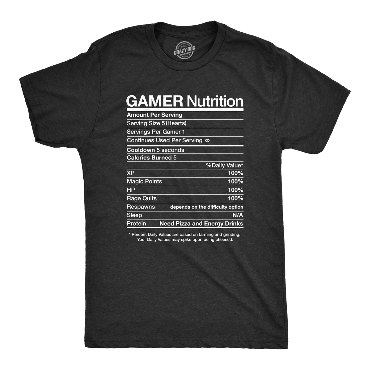 Funny Heather Black - Nutrition Gamer Nutrition Mens T Shirt Nerdy Video Games Tee