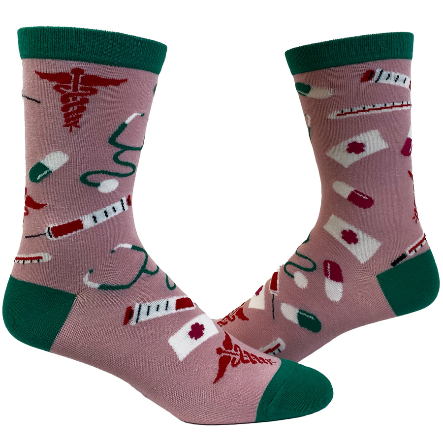 Funny Pink Womens Nurse Sock Nerdy Science Tee