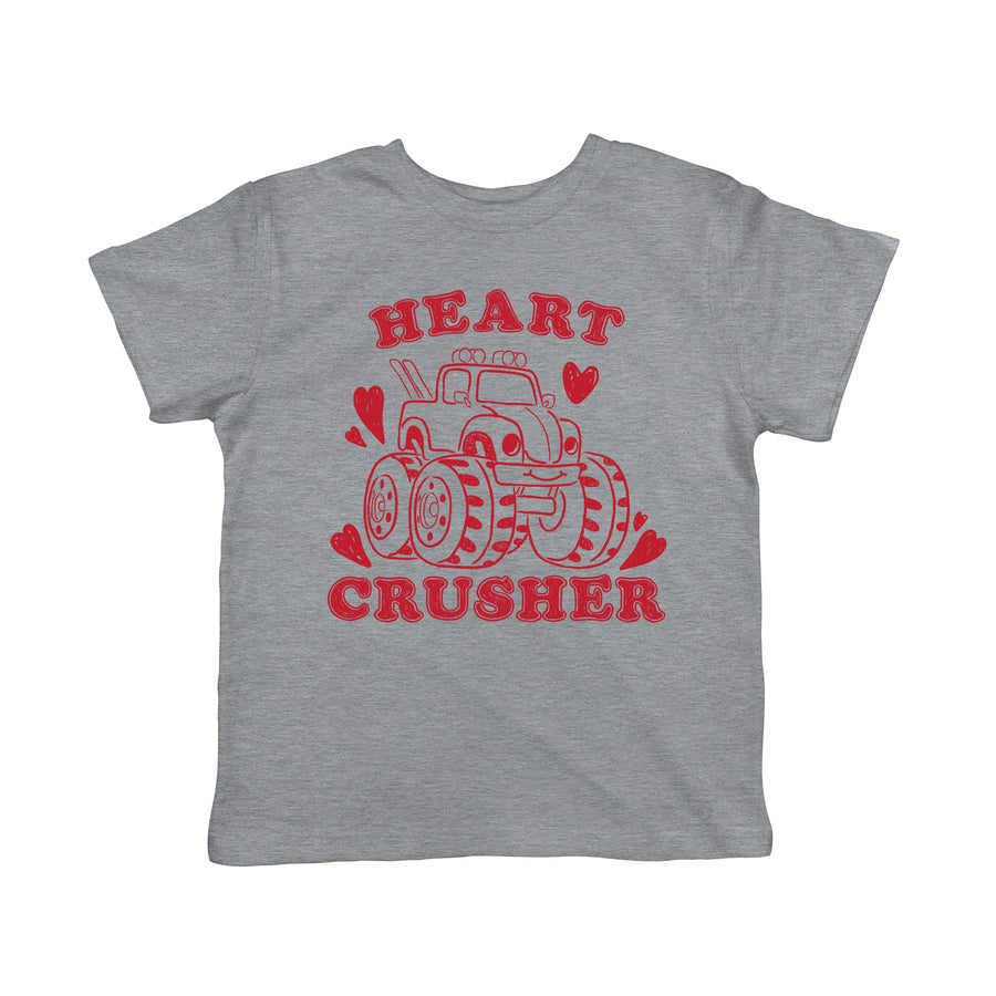 Funny Light Heather Grey Heart Crusher Toddler T Shirt Nerdy Valentine's Day Tee